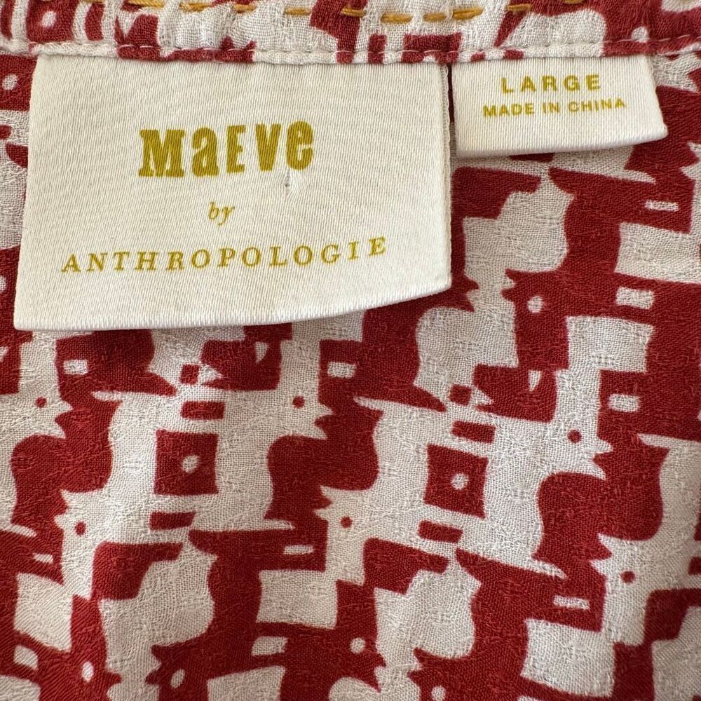 Anthropologie Maeve Avignon Abstract Scotty Dog Print Button Up Top SZ L - Picture 6 of 11
